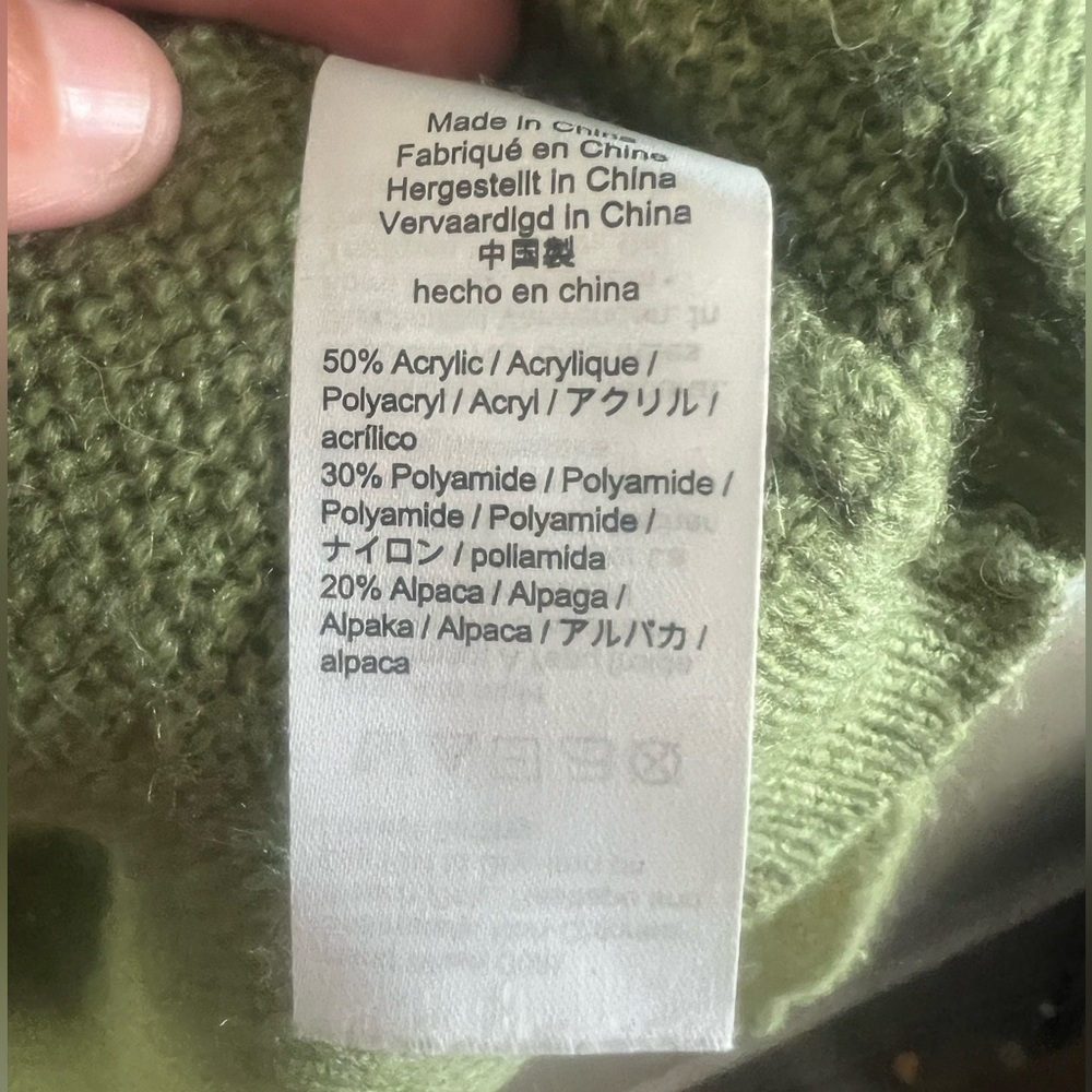 J.Crew Olive Green Ruffled Collar alpaca blend Sweater size L - Picture 5 of 7